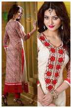 Load image into Gallery viewer, Off-White & Red Indian Pakistani Bollywood Designer Georgette Salwar Kameez Ethnic Wear u00f8u00e5 u00e5
