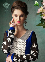 Load image into Gallery viewer, Blue & Black Indian Pakistani Bollywood Designer Georgette Salwar Kameez Ethnic Party Wear - Ethnicyug