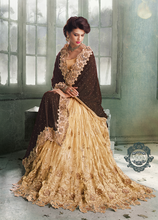 Load image into Gallery viewer, BROWN & BEIGE Indian Pakistani Designer Bollywood Wedding Embroidered Saree - Ethnicyug