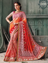 Load image into Gallery viewer, NEW Orange Indian Pakistani Designer Bollywood Wedding Embroidered Saree u00f8u00e5 u00e5