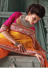 Load image into Gallery viewer, Orange & Yellow Indian Pakistani Designer Bollywood Wedding Embroidered Saree u00f8u00e5 u00e5