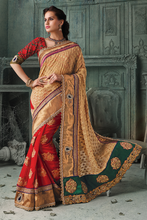 Load image into Gallery viewer, NEW RED & BEIGE Indian Pakistani Designer Bollywood Wedding Embroidered Saree u00f8u00e5 u00e5