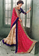 Load image into Gallery viewer, BEIGE &amp; RED Indian Pakistani Designer Bollywood Wedding Embroidered Party Wear Saree - Ethnicyug
