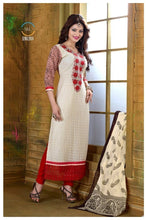Load image into Gallery viewer, Off-White &amp; Red Indian Pakistani Bollywood Designer Georgette Salwar Kameez Ethnic Wear u00f8u00e5 u00e5
