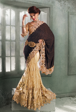 Load image into Gallery viewer, BROWN &amp; BEIGE Indian Pakistani Designer Bollywood Wedding Embroidered Saree - Ethnicyug
