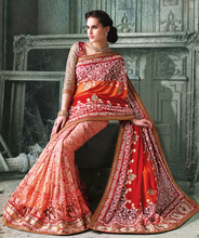 Load image into Gallery viewer, NEW Orange Indian Pakistani Designer Bollywood Wedding Embroidered Saree u00f8u00e5 u00e5
