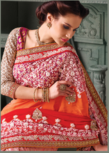 Load image into Gallery viewer, NEW Orange Indian Pakistani Designer Bollywood Wedding Embroidered Saree u00f8u00e5 u00e5
