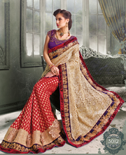 Load image into Gallery viewer, NEW RED &amp; BEIGE Indian Pakistani Designer Bollywood Wedding Embroidered Saree u00f8u00e5 u00e5
