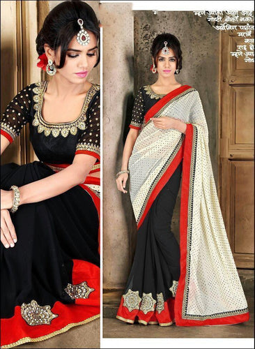 Black Color Georgette Saree - Ethnicyug