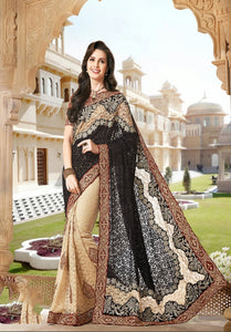 Black Color Brasso Saree - Ethnicyug