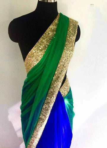 Blue Color Georgette Saree - Ethnicyug